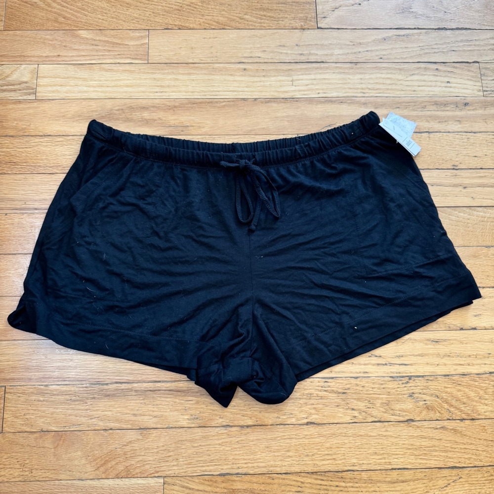 Auden Cloud Knit Sleep Shorts Womens Large Black Pajama Bottoms NWT